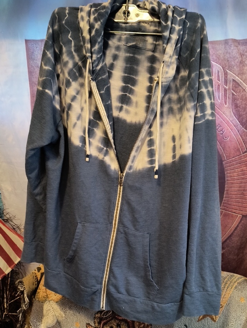 Sonoma Blue & WhiteTie Dye Hoodie 2XL